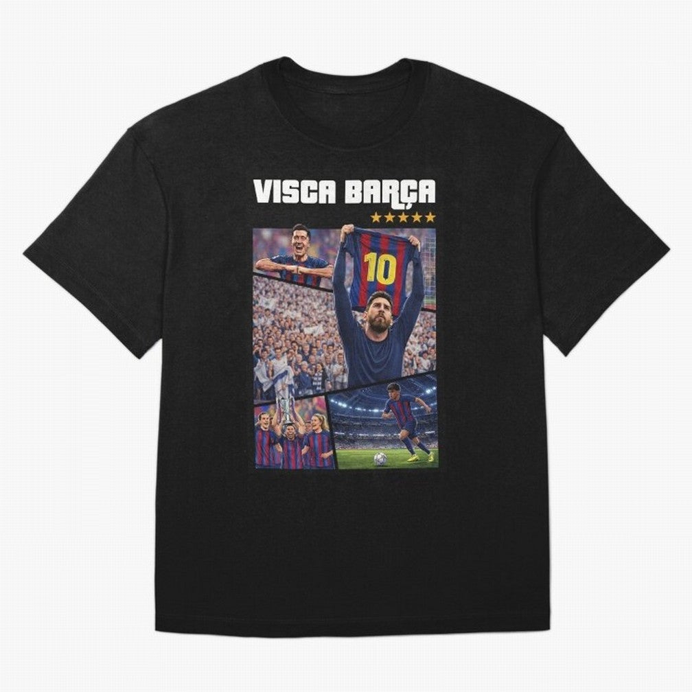 Visca Bar?a Legends Poster | Messi 10 FC Barcelona Art Oversized T-Shirt Bring World Football Passion into FIFA World Cup 2026 USA Canada Mexico for Fans of Cristiano Ronaldo, Haaland and CR7 and Argentina and Brazil, Bringing Vintage Soccer