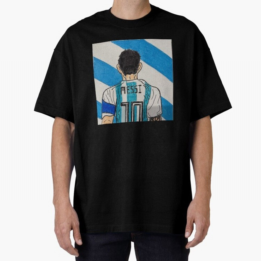 Messi Artwork Oversized T-Shirt Keep the Match Day Mood of Global Football Passion for FIFA World Cup 2026, Built around Haaland and Mbappe, England and Germany, Championship Spirit, Famous Goals, Roaring Crowds and International Football Unity;