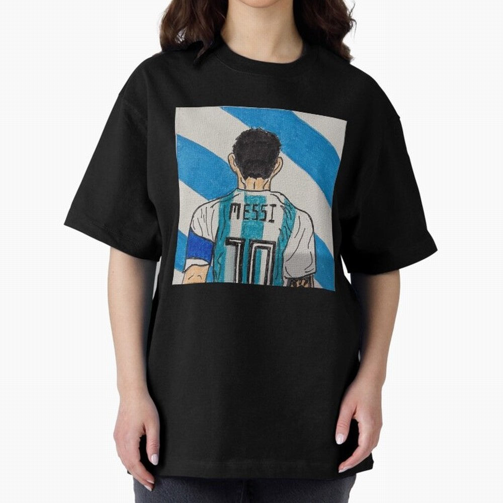 Messi Artwork Oversized T-Shirt Keep the Match Day Mood of Global Football Passion for FIFA World Cup 2026, Built around Haaland and Mbappe, England and Germany, Championship Spirit, Famous Goals, Roaring Crowds and International Football Unity;