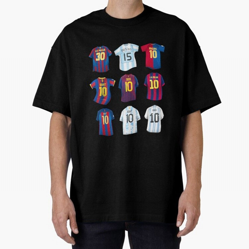 Messi Era Football Jerseys Oversized T-Shirt Honor the Beautiful Game during FIFA World Cup 2026 Group Stage Highlighting Messi, Argentina Energy, Championship Spirit, Famous Goals, Roaring Crowds and International Football Unity; Perfect for