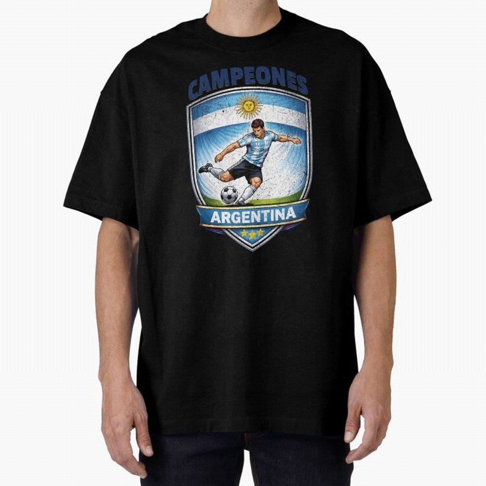 Argentina Vintage Soccer Badge - Campeones 3 Stars Essential T-Shirt Make Game Day About FIFA World Cup 2026 Group Stage for Fans of Neymar, Haaland and Cristiano Ronaldo and Argentina, France and Brazil, Bringing Stadium Memories, Football