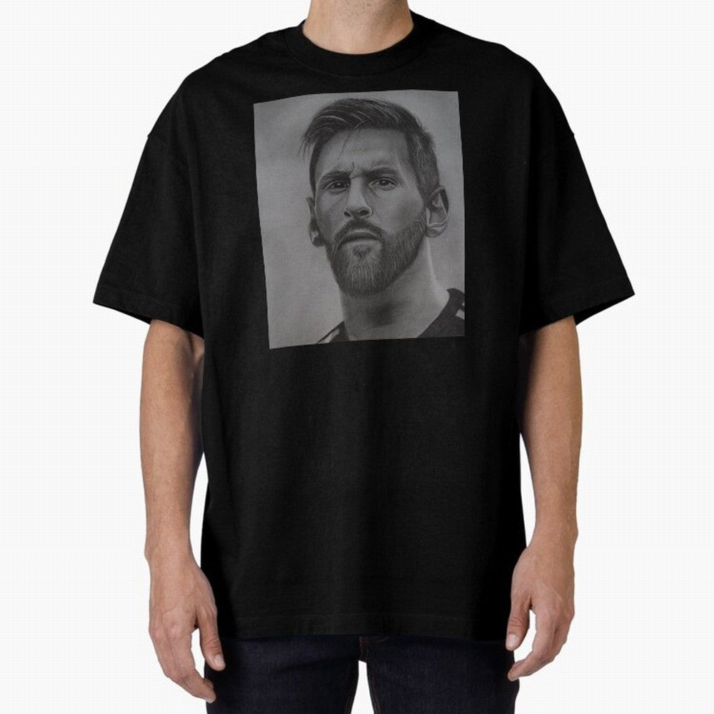 Messi Focused Portrait Art Classic T-Shirt Celebrate Football Dreams Across FIFA World Cup 2026 Group Stage for Fans of Messi, Neymar and Mbappe and Spain and Netherlands, Bringing Sports Nostalgia, International Competition, Famous Players and