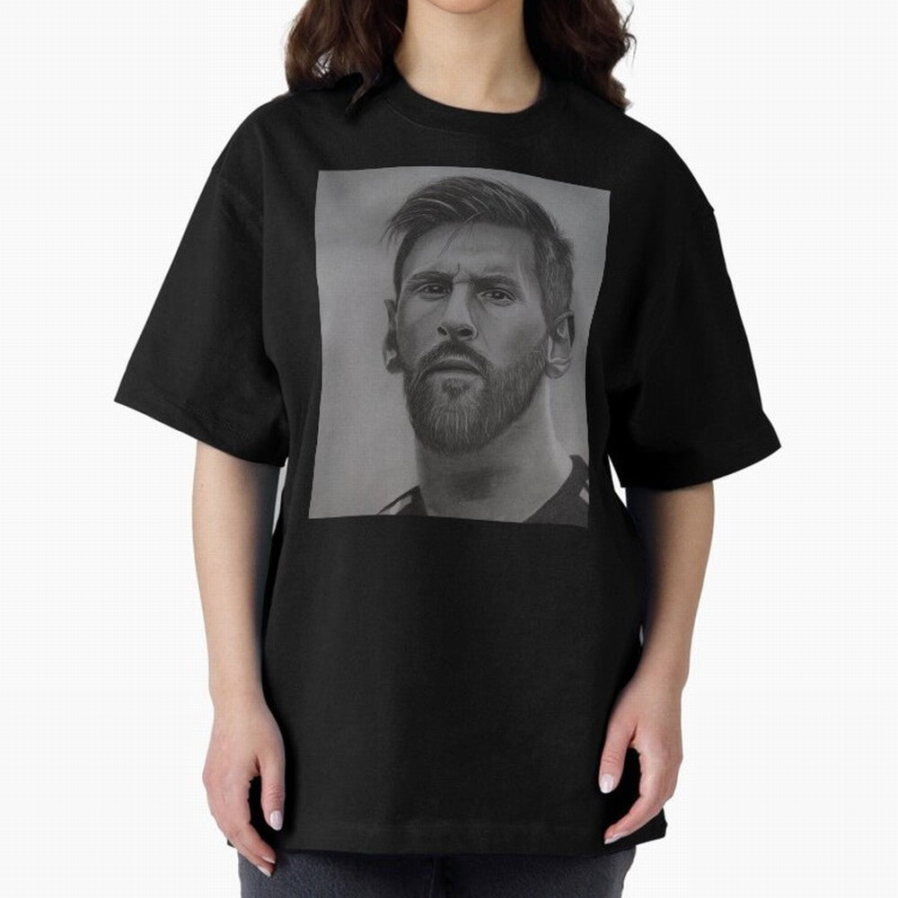Messi Focused Portrait Art Classic T-Shirt Celebrate Football Dreams Across FIFA World Cup 2026 Group Stage for Fans of Messi, Neymar and Mbappe and Spain and Netherlands, Bringing Sports Nostalgia, International Competition, Famous Players and