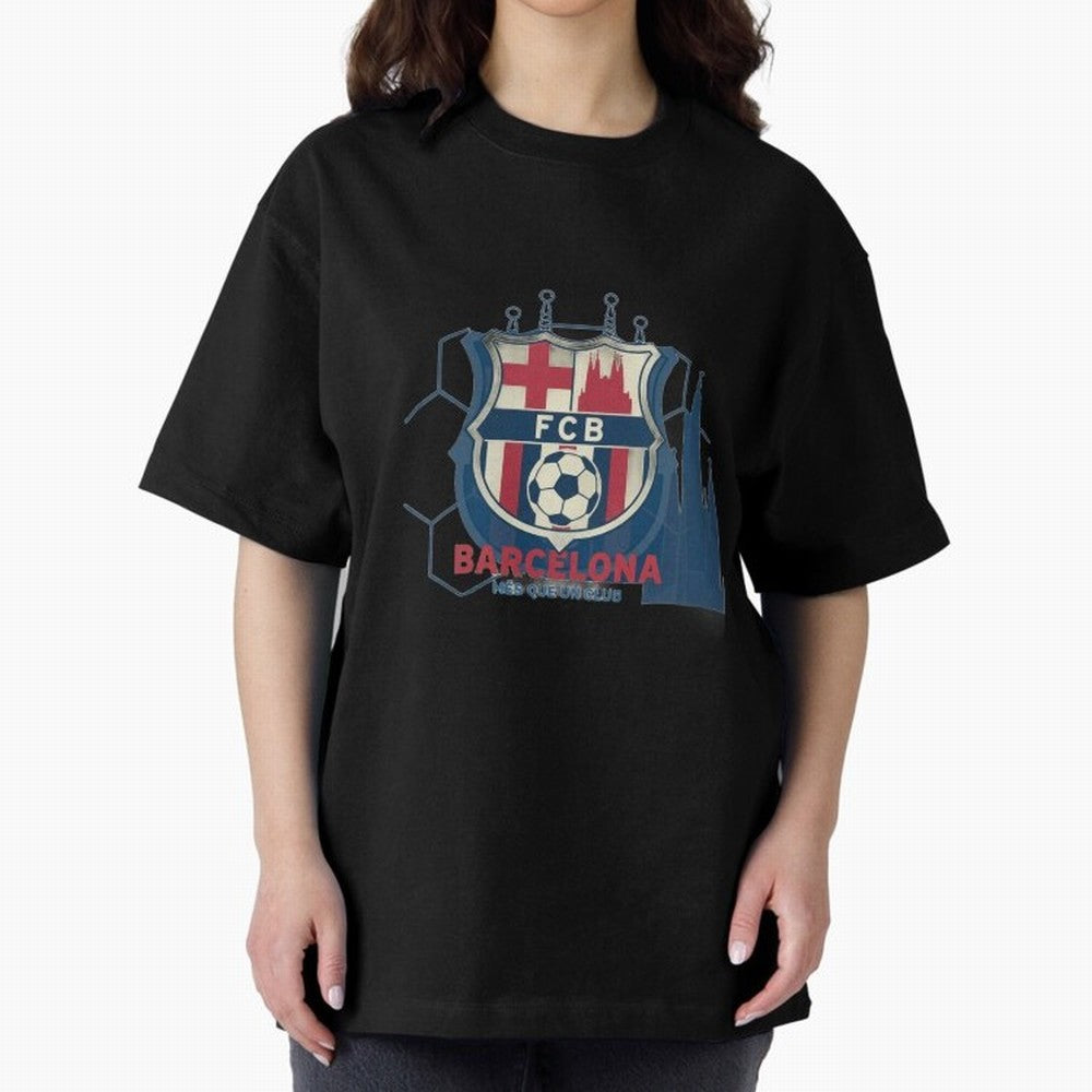 FCB Minimalist - Football Fan Design Oversized T-Shirt Step into FIFA World Cup 2026 USA Canada Mexico Spirit, Filled with Portugal, Spain and Germany, Messi and Cristiano Ronaldo, Football Festival Excitement, Trophy Ambitions, Country Rivalries