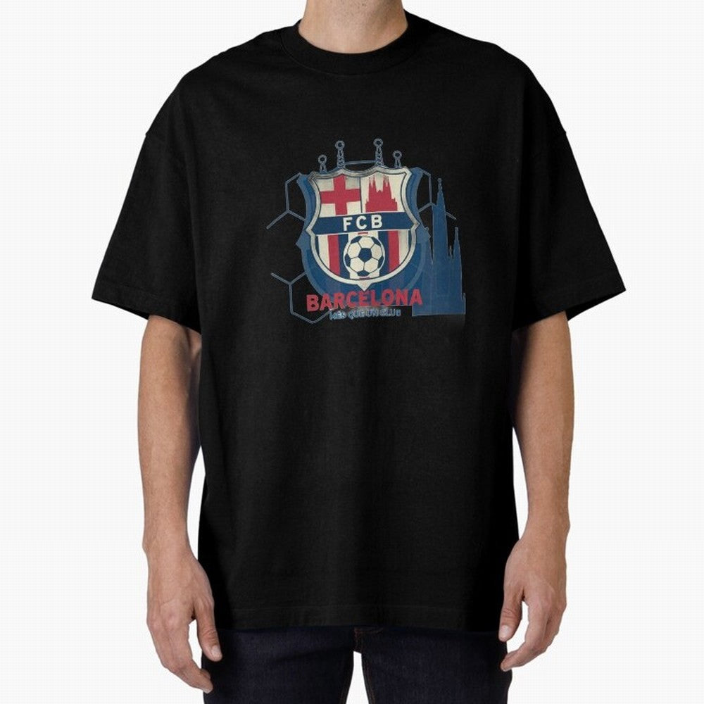 FCB Minimalist - Football Fan Design Oversized T-Shirt Step into FIFA World Cup 2026 USA Canada Mexico Spirit, Filled with Portugal, Spain and Germany, Messi and Cristiano Ronaldo, Football Festival Excitement, Trophy Ambitions, Country Rivalries