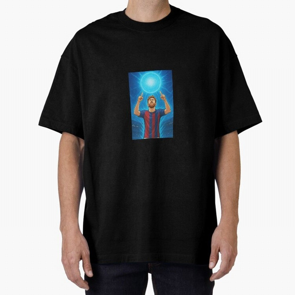 Barcelona Genkidama God Oversized T-Shirt Turn Up for Global Football Passion for FIFA World Cup 2026 Group Stage, Connected to Neymar, Haaland and Cristiano Ronaldo, France, Soccer Culture, Superstar Moments, National Team Dreams and Competitive
