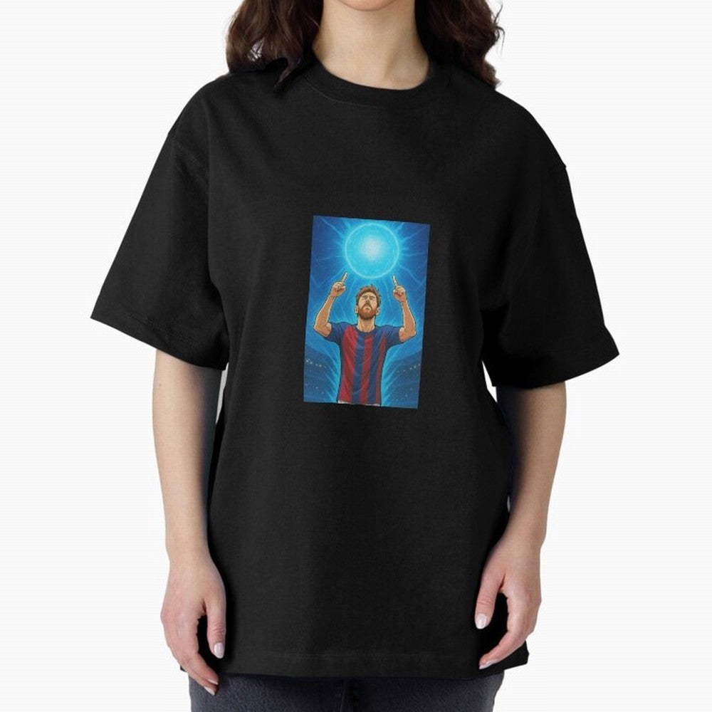 Barcelona Genkidama God Oversized T-Shirt Turn Up for Global Football Passion for FIFA World Cup 2026 Group Stage, Connected to Neymar, Haaland and Cristiano Ronaldo, France, Soccer Culture, Superstar Moments, National Team Dreams and Competitive