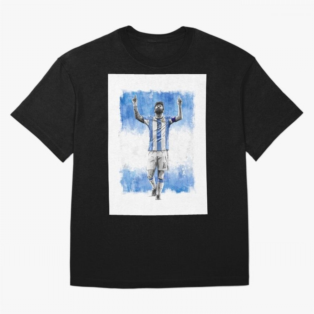 Messi Argentina Football Drawing Oversized T-Shirt Step into Match Day Hype around FIFA World Cup 2026 USA Canada Mexico, Messi, Neymar and Mbappe, Argentina, Worldwide Fan Energy, Dramatic Goals, Stadium Lights and Championship Celebrations; Built