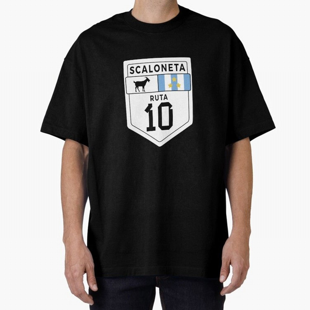 Scaloneta - Messi 10 - Goat Oversized T-Shirt Honor Match Day Hype around FIFA World Cup 2026 Group Stage, CR7 and Messi, France, Global Supporter Spirit, Legendary Goals, National Colors and Tournament Celebration; Great for Supporters Who Love