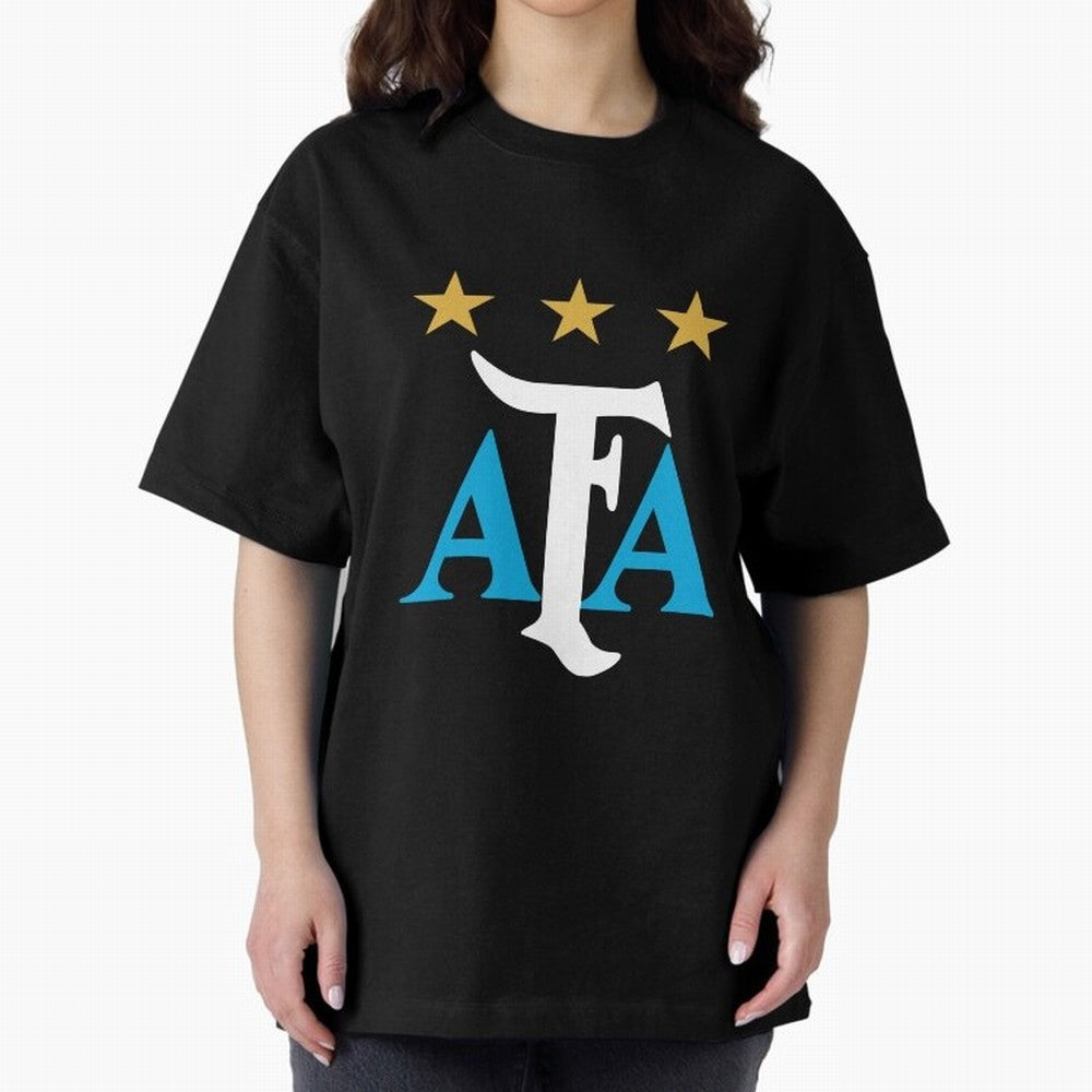 AFA logo - Argentina (light blue, white & gold) Oversized T-Shirt Support Match Day Hype around FIFA World Cup 2026 Group Stage, Cristiano Ronaldo, Argentina, France and Brazil, Game Day Rituals, Football Legends, Country Pride and the Road to the