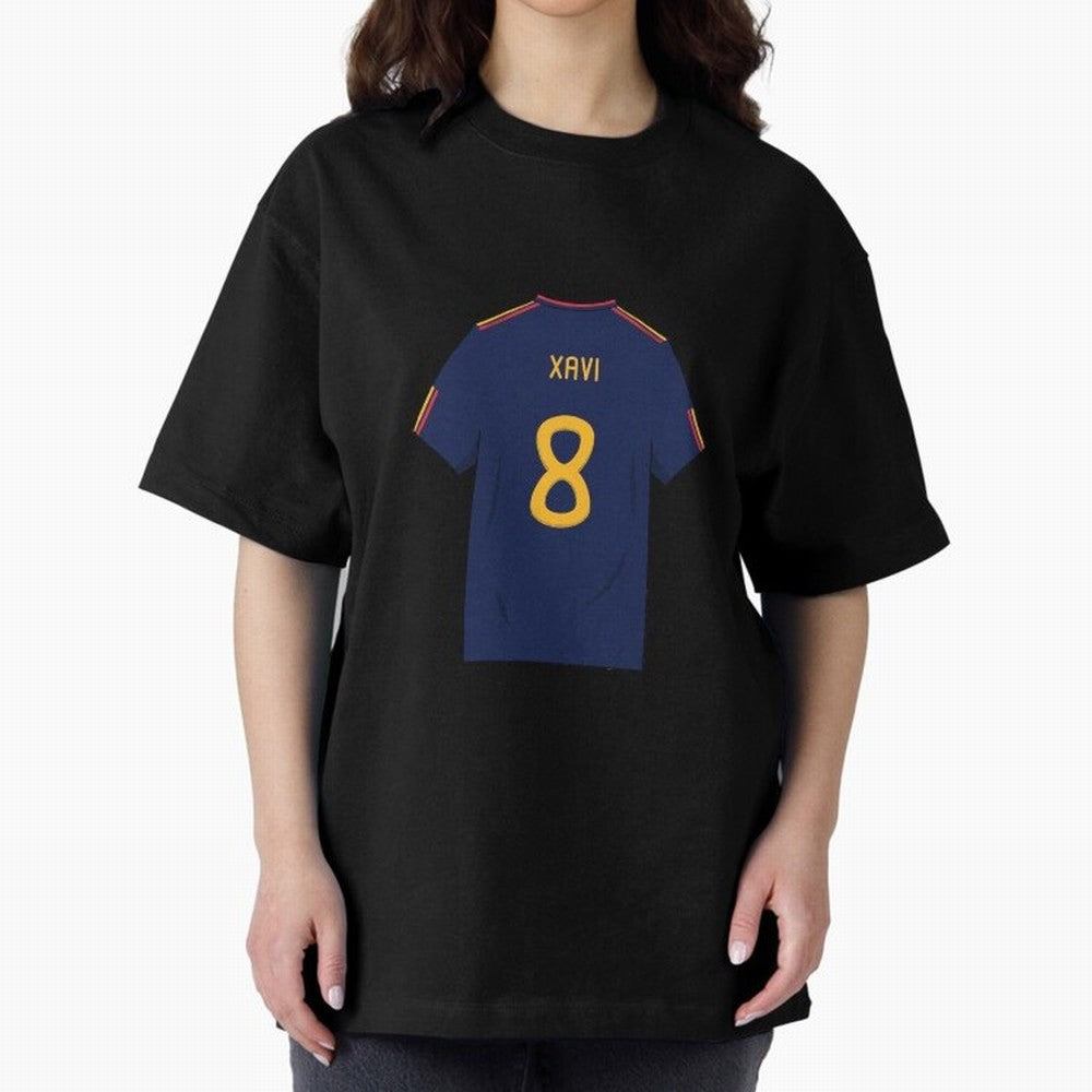 Xavi World Cup 2010 Jersey Oversized T-Shirt Celebrate Global Passion for Global Football Passion for FIFA World Cup 2026 Group Stage, Celebrating CR7 and Messi, France and Portugal, Football Festival Excitement, Trophy Ambitions, Country Rivalries