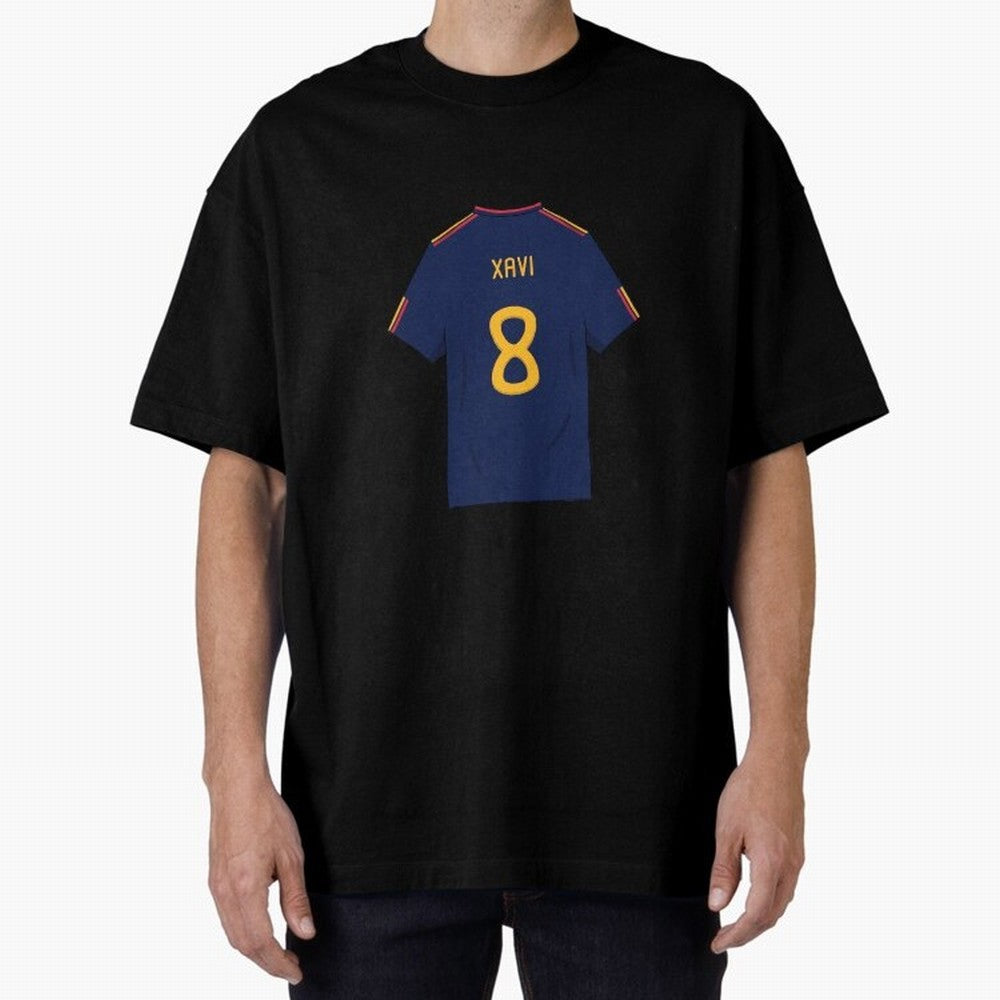 Xavi World Cup 2010 Jersey Oversized T-Shirt Celebrate Global Passion for Global Football Passion for FIFA World Cup 2026 Group Stage, Celebrating CR7 and Messi, France and Portugal, Football Festival Excitement, Trophy Ambitions, Country Rivalries
