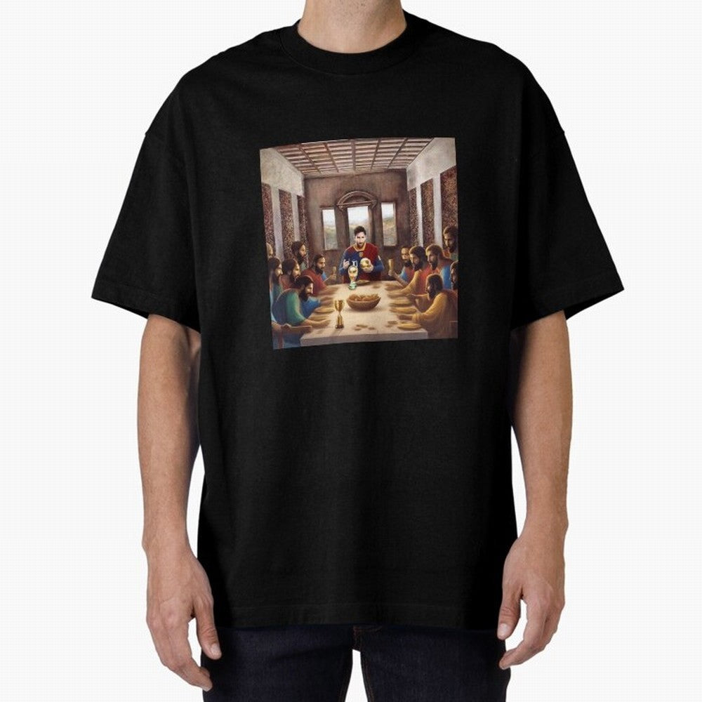 Messi The Last Supper Art Gift Limited Edition Oversized T-Shirt Build FIFA World Cup 2026 Highlighting Haaland, France Energy, Sports Nostalgia, International Competition, Famous Players and Unforgettable Victories; Ideal for Passionate Fans Who
