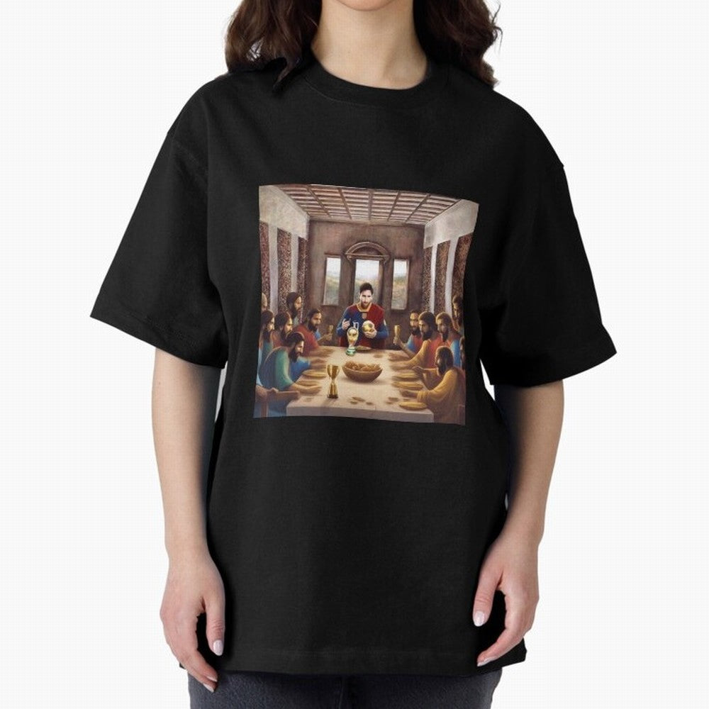 Messi The Last Supper Art Gift Limited Edition Oversized T-Shirt Build FIFA World Cup 2026 Highlighting Haaland, France Energy, Sports Nostalgia, International Competition, Famous Players and Unforgettable Victories; Ideal for Passionate Fans Who