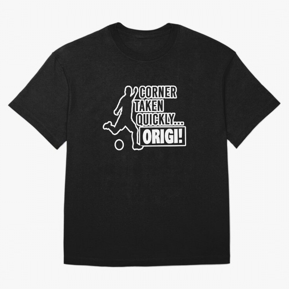 Corner Taken Quickly Origi (Black) Essential T-Shirt Back the Journey through Global Football Passion for FIFA World Cup 2026 Group Stage, Highlighting Neymar, Haaland and Cristiano Ronaldo, Spain, Sports Nostalgia, International Competition,