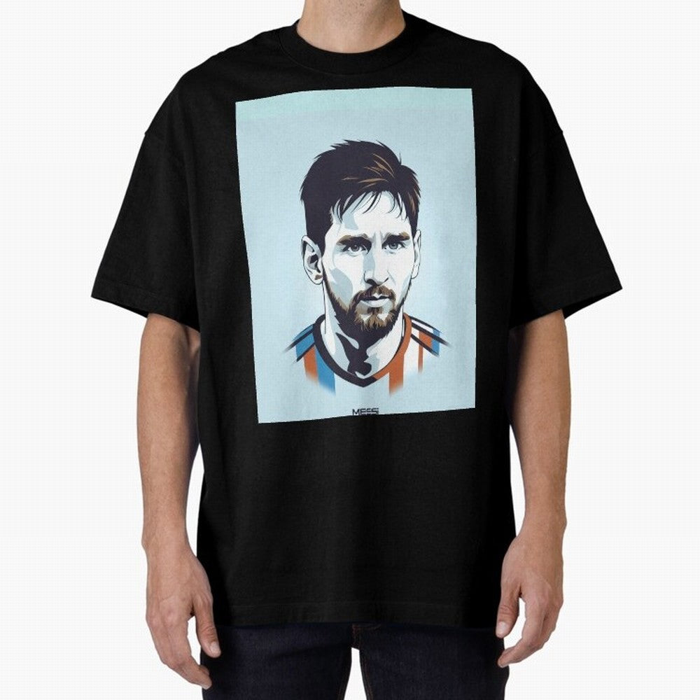 Messi Pop Art Portrait Graphic T-Shirt Feel International Energy from Global Football Passion for FIFA World Cup 2026, Featuring Haaland and Mbappe, Portugal, Spain and Germany, Championship Spirit, Famous Goals, Roaring Crowds and International