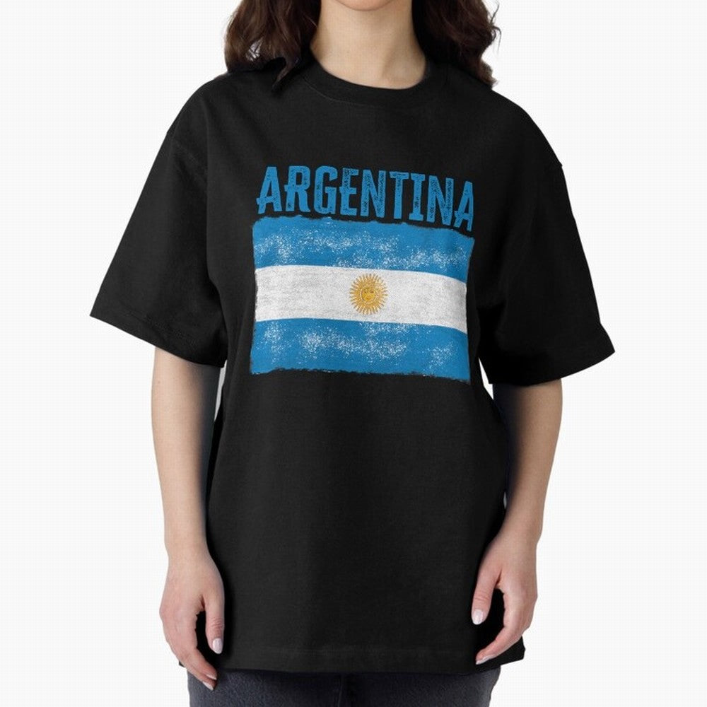 Argentina Oversized T-Shirt Honor Champions and Dreams in FIFA World Cup 2026 Spirit, Built around England, France and Netherlands, CR7 and Messi, Stadium Chants, National Pride, Trophy Dreams and Unforgettable Football Memories; Perfect for Fans,