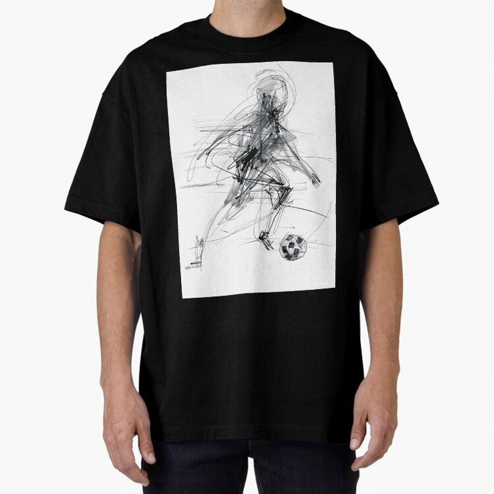 Abstract Soccer Player Sketch ¡ª Minimal Line Art Design Premium T-Shirt Embrace the FIFA World Cup 2026 Group Stage Journey through Haaland Highlights, Argentina, France and Brazil Pride, Championship Spirit, Famous Goals, Roaring Crowds and