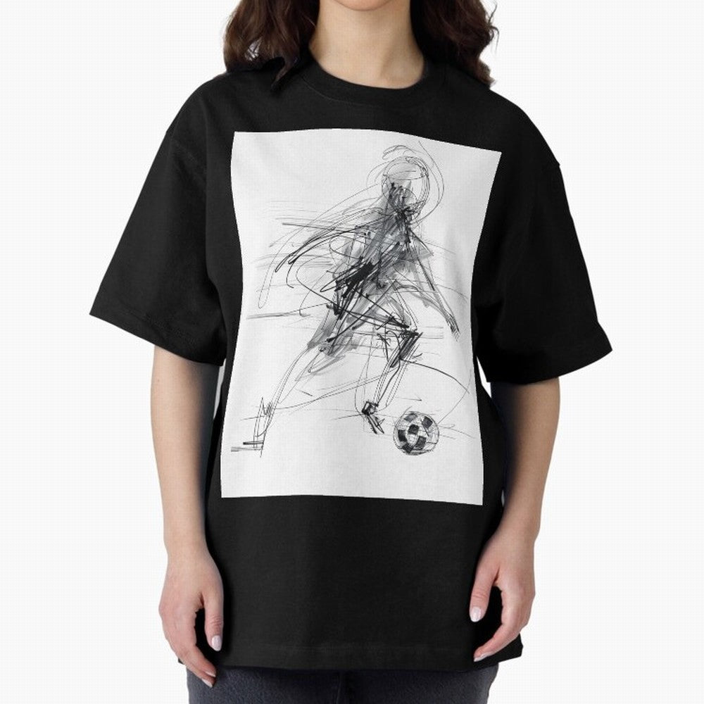 Abstract Soccer Player Sketch ¡ª Minimal Line Art Design Premium T-Shirt Embrace the FIFA World Cup 2026 Group Stage Journey through Haaland Highlights, Argentina, France and Brazil Pride, Championship Spirit, Famous Goals, Roaring Crowds and