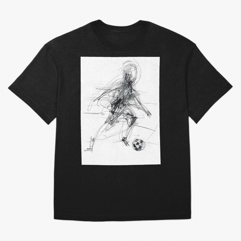 Abstract Soccer Player Sketch ¡ª Minimal Line Art Design Premium T-Shirt Embrace the FIFA World Cup 2026 Group Stage Journey through Haaland Highlights, Argentina, France and Brazil Pride, Championship Spirit, Famous Goals, Roaring Crowds and