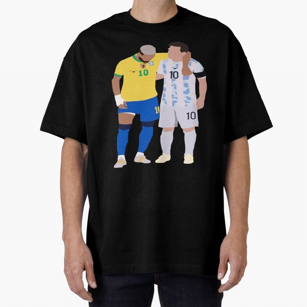 Messi and Neymar Copa America Friends Oversized T-Shirt Join FIFA World Cup 2026 Group Stage Spirit, Driven by Brazil, Mbappe and Neymar, Tournament Hype, Historic Matchups, Family Viewing Parties and Global Sports Pride; Perfect for People Who