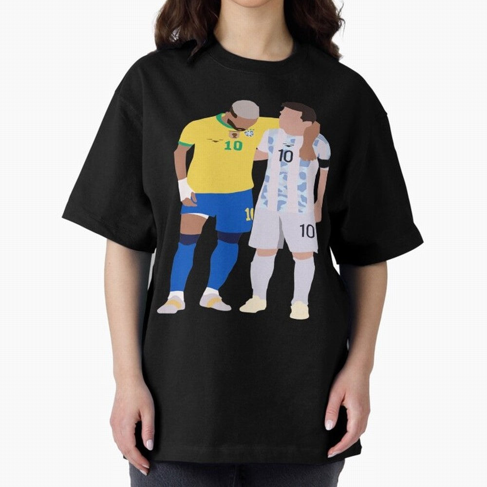 Messi and Neymar Copa America Friends Oversized T-Shirt Join FIFA World Cup 2026 Group Stage Spirit, Driven by Brazil, Mbappe and Neymar, Tournament Hype, Historic Matchups, Family Viewing Parties and Global Sports Pride; Perfect for People Who
