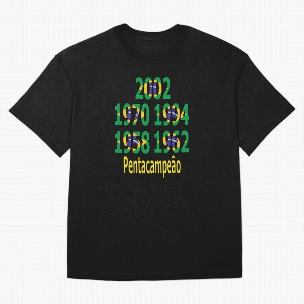 Brazil Five Stars - Champion Heritage Essential T-Shirt Make Your Look Match Global Football Passion for FIFA World Cup 2026 USA Canada Mexico, Inspired by Messi and Cristiano Ronaldo, Spain and Netherlands, Tournament Hype, Historic Matchups,
