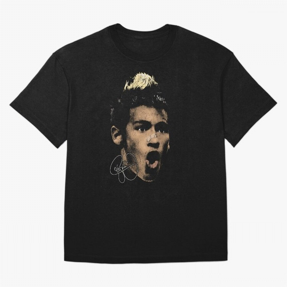 Young Neymar Illustration Oversized T-Shirt Celebrate Unforgettable Nights in Global Football Passion for FIFA World Cup 2026 Group Stage, Built around CR7 and Messi, Brazil, Portugal and Argentina, Football Passion, Legendary Performances,
