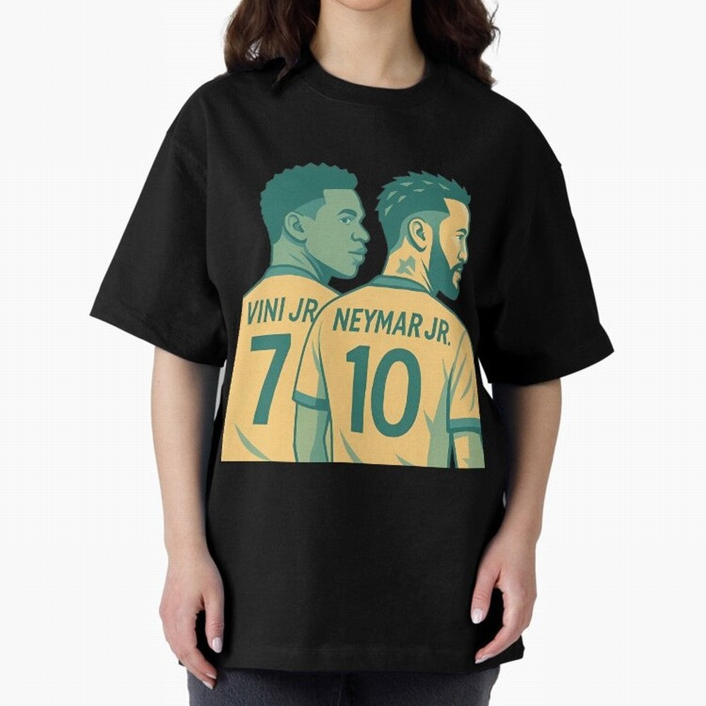 Vini Jr and Neymar Jr side-by-side Classic T-Shirt Feel the Roar of FIFA World Cup 2026 for Fans of Messi, CR7 and Mbappe and Brazil, Bringing Sports Nostalgia, International Competition, Famous Players and Unforgettable Victories; Great for