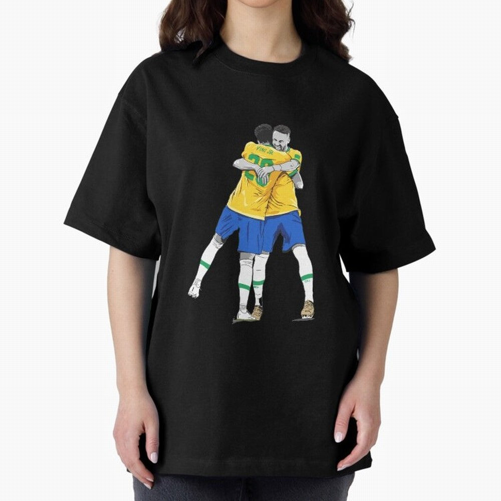 BRAZIL Neymar Jr and Vini Jr World Cup Celebration Oversized T-Shirt Relive the Noise and Pride of FIFA World Cup 2026 for Fans of Messi, Neymar and Mbappe and Brazil, Bringing Tournament Hype, Historic Matchups, Family Viewing Parties and Global