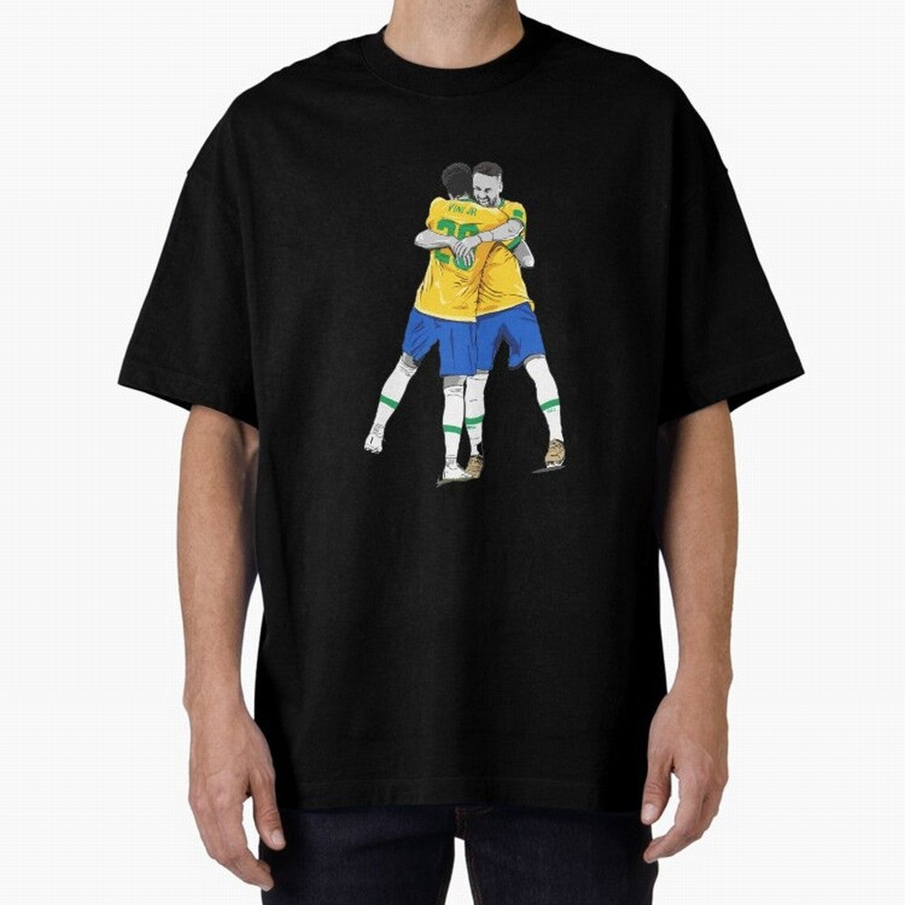 BRAZIL Neymar Jr and Vini Jr World Cup Celebration Oversized T-Shirt Relive the Noise and Pride of FIFA World Cup 2026 for Fans of Messi, Neymar and Mbappe and Brazil, Bringing Tournament Hype, Historic Matchups, Family Viewing Parties and Global