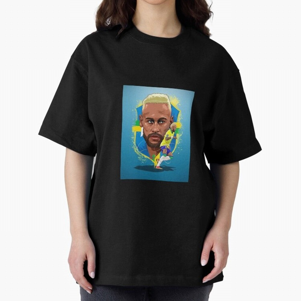 neymar art - neymar illustration T Shirt Oversized T-Shirt Relive FIFA World Cup 2026 Group Stage Featuring Neymar, Haaland and Cristiano Ronaldo, France Energy, Championship Spirit, Famous Goals, Roaring Crowds and International Football Unity;
