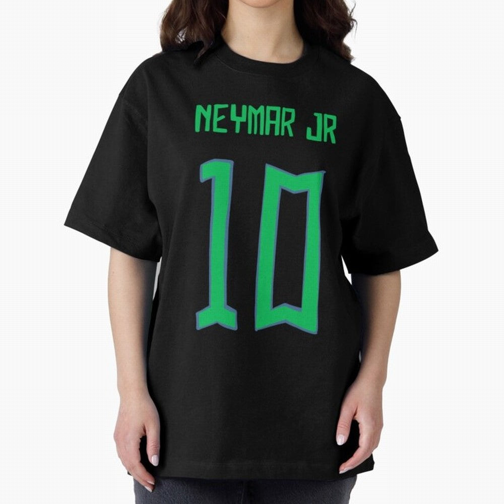 Neymar Jr #10 (Brazil) Oversized T-Shirt Follow the Road to FIFA World Cup 2026 USA Canada Mexico with Messi, Neymar and Mbappe, England and Germany Energy, Championship Spirit, Famous Goals, Roaring Crowds and International Football Unity; Built