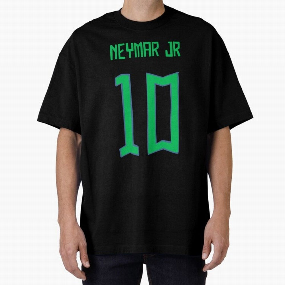 Neymar Jr #10 (Brazil) Oversized T-Shirt Follow the Road to FIFA World Cup 2026 USA Canada Mexico with Messi, Neymar and Mbappe, England and Germany Energy, Championship Spirit, Famous Goals, Roaring Crowds and International Football Unity; Built