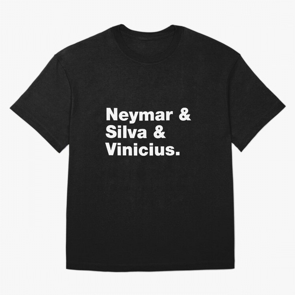 Neymar + Silva + Vinicius - Brazil Brazilian World Cup Squad Team Players Football Soccer Qatar WC 22 Oversized T-Shirt Bring Retro Soccer Energy to FIFA World Cup 2026 USA Canada Mexico for Fans of Messi, CR7 and Mbappe and Germany, Bringing