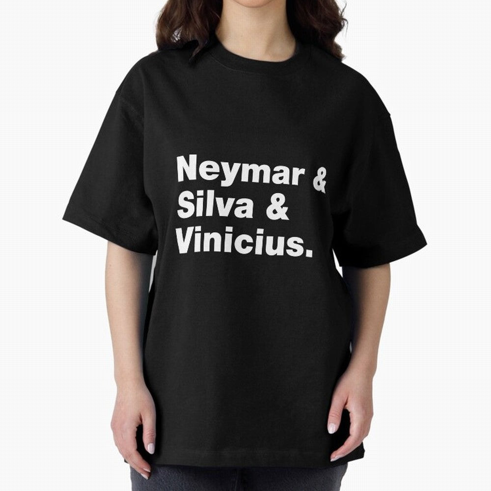 Neymar + Silva + Vinicius - Brazil Brazilian World Cup Squad Team Players Football Soccer Qatar WC 22 Oversized T-Shirt Bring Retro Soccer Energy to FIFA World Cup 2026 USA Canada Mexico for Fans of Messi, CR7 and Mbappe and Germany, Bringing