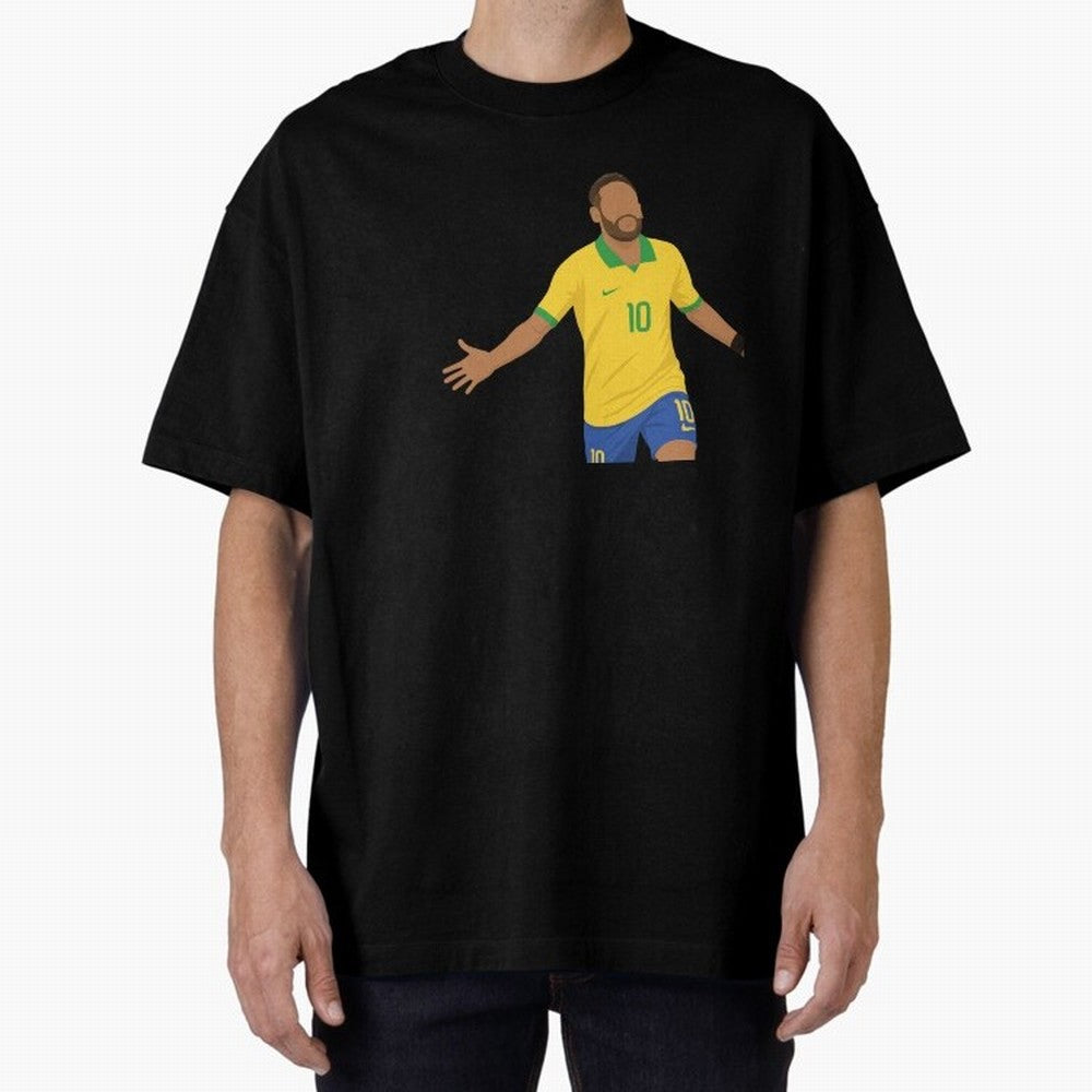 Neymar Jr in Yellow Glory Sticker Oversized T-Shirt Celebrate the Road through the FIFA World Cup 2026 USA Canada Mexico Journey through Cristiano Ronaldo Highlights, France Pride, Worldwide Fan Energy, Dramatic Goals, Stadium Lights and