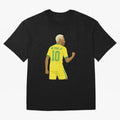 Neymar Jr in Yellow Glory Sticker Oversized T-Shirt Fuel Global Football Passion for FIFA World Cup 2026 Group Stage, Inspired by Neymar, France and Portugal, Goal Celebration Energy, Supporter Heritage, Football Icons and Worldwide Tournament Joy;