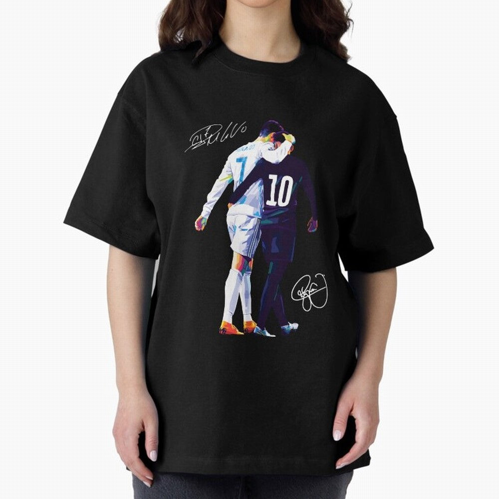 Cristiano Ronaldo and Neymar Jr Wpap Art Oversized T-Shirt Show Your Tournament Heart for the FIFA World Cup 2026 USA Canada Mexico Journey through Messi, Neymar and Mbappe Highlights, England and Germany Pride, Stadium Chants, National Pride,