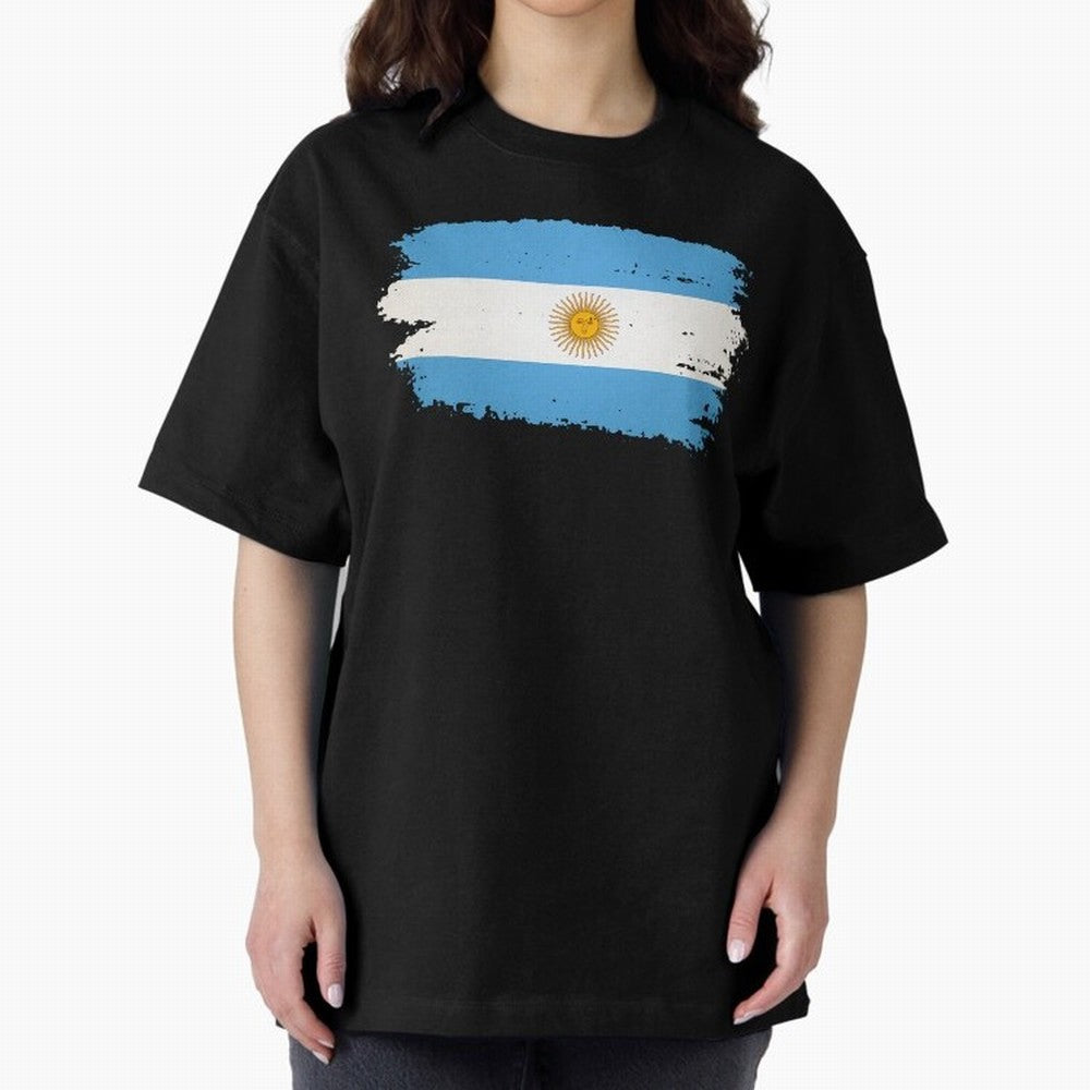 ARGENTINIAN FLAG PRINT Oversized T-Shirt Enjoy FIFA World Cup 2026 Group Stage Driven by Messi, Neymar and Mbappe, France Energy, Classic Soccer Heritage, Championship Pressure, Fan Loyalty and International Pride; Perfect for Supporters Who Want