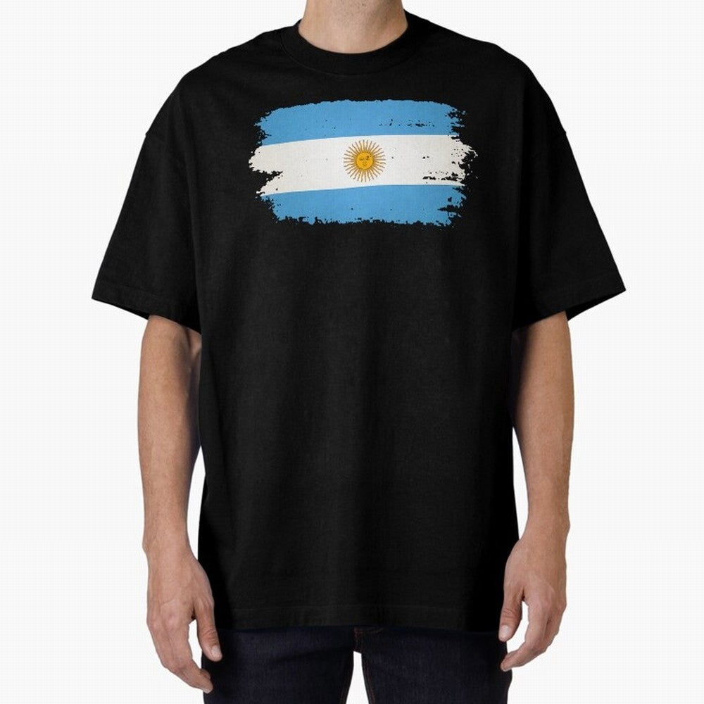 ARGENTINIAN FLAG PRINT Oversized T-Shirt Enjoy FIFA World Cup 2026 Group Stage Driven by Messi, Neymar and Mbappe, France Energy, Classic Soccer Heritage, Championship Pressure, Fan Loyalty and International Pride; Perfect for Supporters Who Want