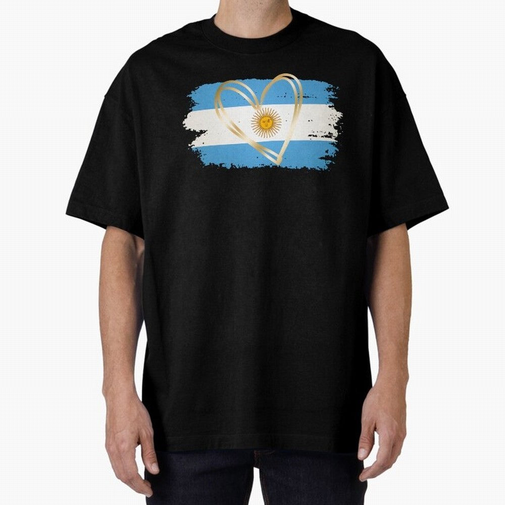 ARGENTINA FLAG WITH GOLDEN HEART Classic T-Shirt Live the Energy of Match Day Hype around FIFA World Cup 2026 Group Stage, Messi, Neymar and Mbappe, Portugal, Tournament Hype, Historic Matchups, Family Viewing Parties and Global Sports Pride;