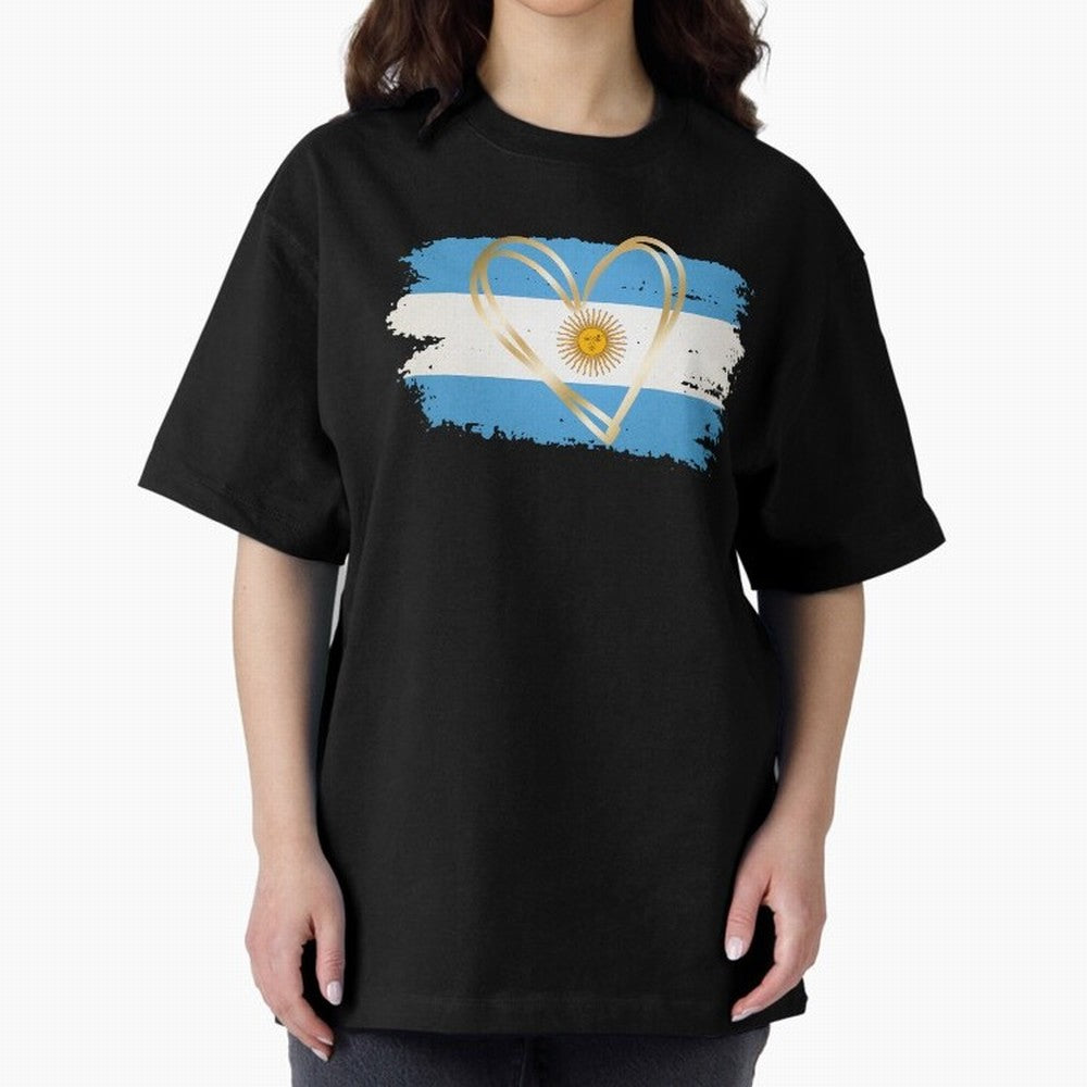 ARGENTINA FLAG WITH GOLDEN HEART Classic T-Shirt Live the Energy of Match Day Hype around FIFA World Cup 2026 Group Stage, Messi, Neymar and Mbappe, Portugal, Tournament Hype, Historic Matchups, Family Viewing Parties and Global Sports Pride;