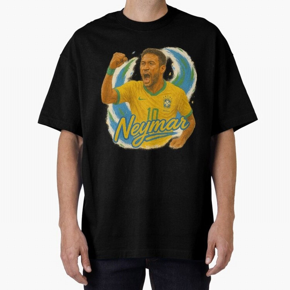 Neymar Brazil Art ¨C Dynamic Football Superstar Tribute Design	 Oversized T-Shirt Remember FIFA World Cup 2026 USA Canada Mexico Spirit, Filled with France and Portugal, Haaland, Classic Soccer Heritage, Championship Pressure, Fan Loyalty and