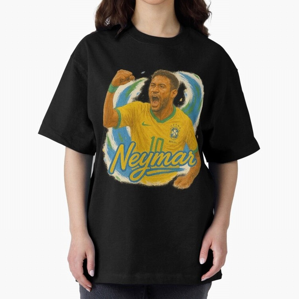 Neymar Brazil Art ¨C Dynamic Football Superstar Tribute Design	 Oversized T-Shirt Remember FIFA World Cup 2026 USA Canada Mexico Spirit, Filled with France and Portugal, Haaland, Classic Soccer Heritage, Championship Pressure, Fan Loyalty and