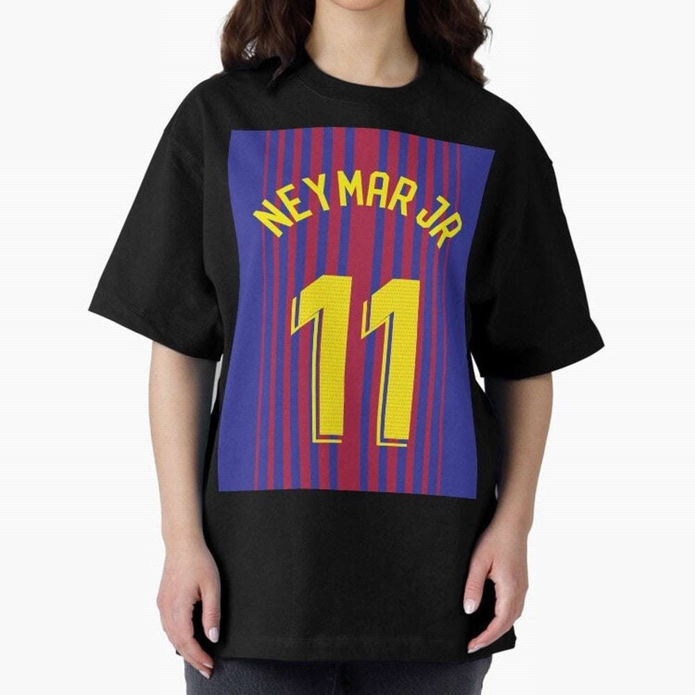 NEYMAR JR FOOTBALL SOCCER JERSEY BARCELONA Oversized T-Shirt Spotlight FIFA World Cup 2026 Group Stage Highlighting Haaland and Mbappe, France Energy, Game Day Rituals, Football Legends, Country Pride and the Road to the Final; Great for Supporters