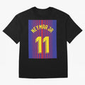 NEYMAR JR FOOTBALL SOCCER JERSEY BARCELONA Oversized T-Shirt Spotlight FIFA World Cup 2026 Group Stage Highlighting Haaland and Mbappe, France Energy, Game Day Rituals, Football Legends, Country Pride and the Road to the Final; Great for Supporters