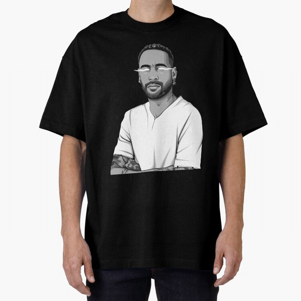 Neymar Jr. Black and White Version Oversized T-Shirt Bring a Vintage Feel to FIFA World Cup 2026 Group Stage for Fans of Messi, CR7 and Mbappe and Argentina and Brazil, Bringing Champion Mindset, Group Stage Buzz, Knockout Tension and Passionate