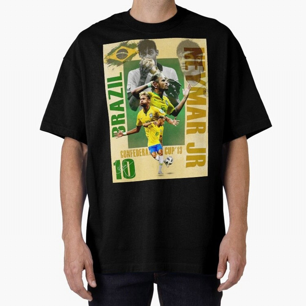 Neymar Jr Brazil World Cup Poster, Soccer Football Wall Art Print Decor Premium T-Shirt Celebrate Football Heritage in FIFA World Cup 2026 for Fans of Mbappe and Germany, Bringing Stadium Memories, Football Loyalty, International Chants and