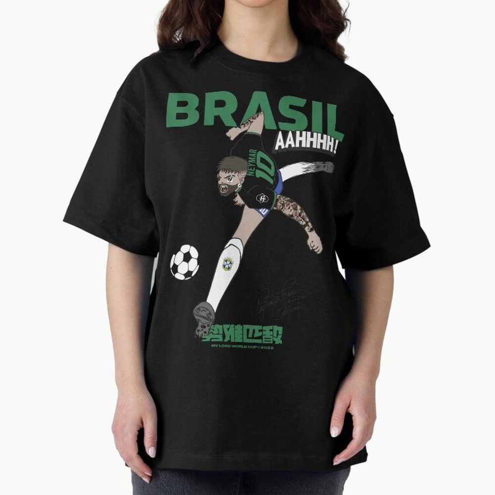 NEYMAR BRAZIL Oversized T-Shirt Fuel the Hype around FIFA World Cup 2026 USA Canada Mexico for Fans of Messi and Cristiano Ronaldo and Netherlands, Bringing Football Passion, Legendary Performances, Festival Vibes and Supporter Community; Ideal for